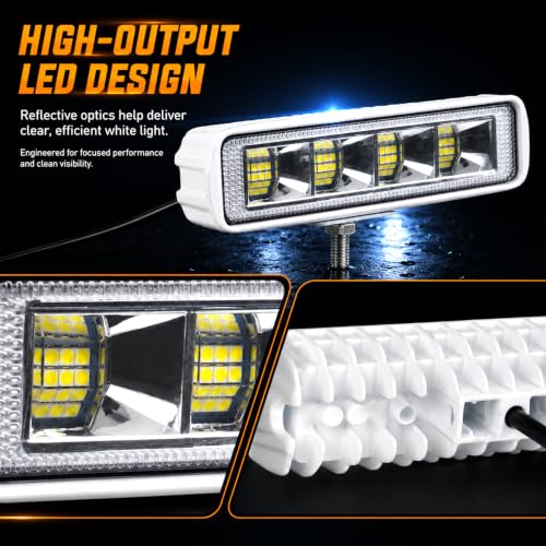 2PCS 6inch Marine Led Light Bar 12 (96W B White Housing)