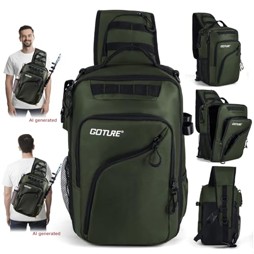 Green Tactical Fishing Bag with 3 Trays (Green / 1680d Double-strand Pu Backpack + (3)3600 Trays)