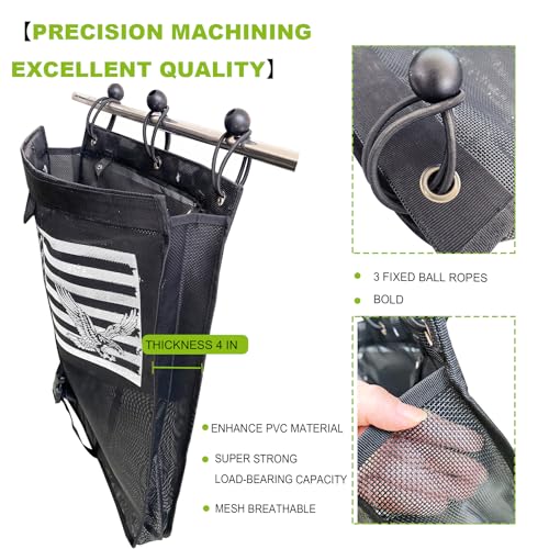 Universal ATV UTV Trash Sack Storage Bag Trash Sack Mesh Large Trash Bag Boat Trash Bag Portable Boat Trash Can Sandbar RV or Camping (American Flag)