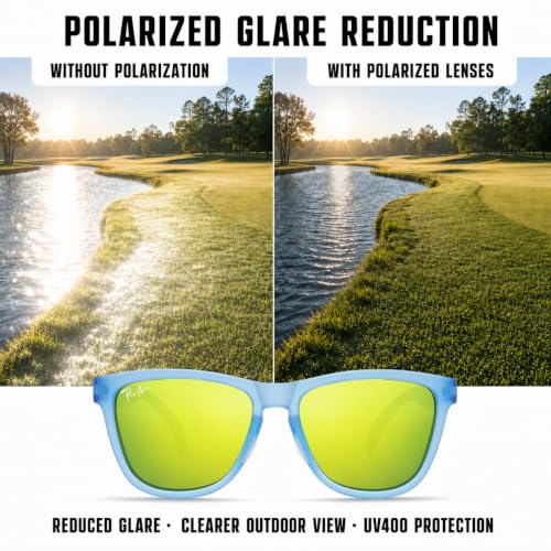 Polarized Golf Sunglasses and Hiking Sunglasses for Men Women (Blue / Gold Mirror)