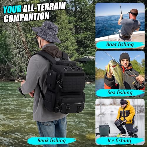 Tactical Fishing Backpack with 4 Tackle Boxes
