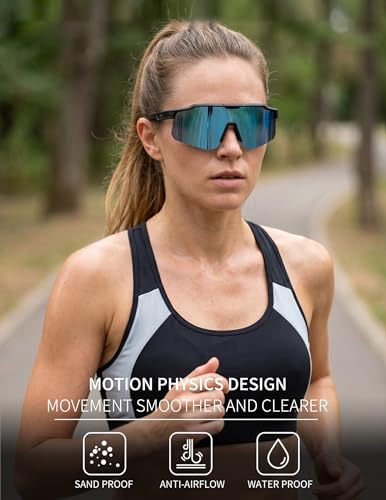 Cycling Sunglasses for Men Women (Black Blue)