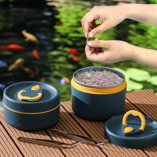 2 Pack Worm Containers for Fishing (dark blue)