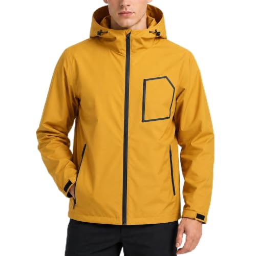 Mens Windbreaker Jackets Lightweight Hooded Waterproof Rain Jacket