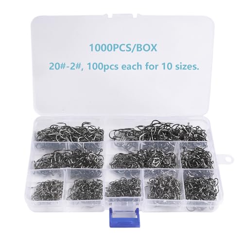 Small Fishing Hooks for Freshwater (1000pcs (#2-#20) / Black)