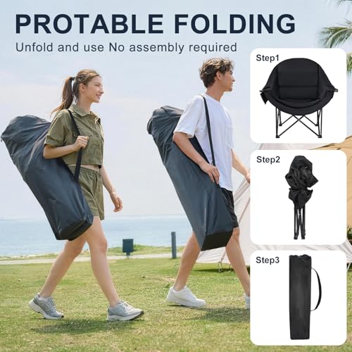 Oversized Camping Chairs 2 Pack (Black-2 Pack)