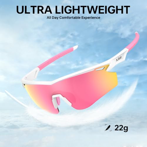Polarized Running Sunglasses for Men Women Ultra (Elegant White Pink)