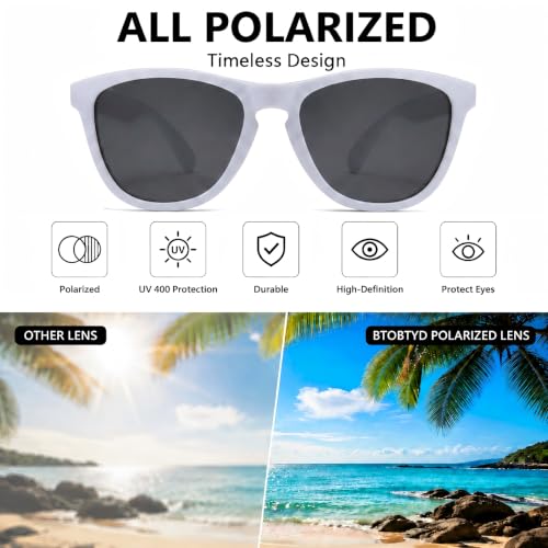 Polarized Sunglasses for Women and Men (White Frame/Gray Lens)