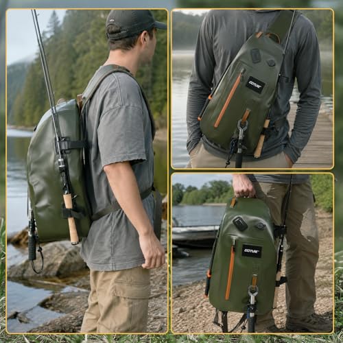 Waterproof Fly Fishing Sling Pack (A2:13L Green)