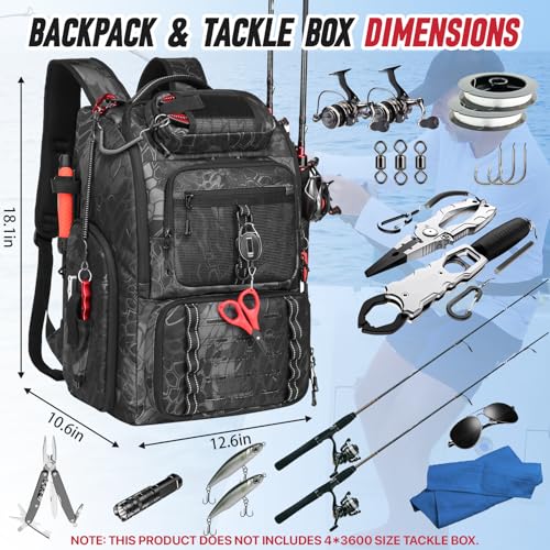 Fishing Tackle Backpack (B-Black Camo(Without tackle box))