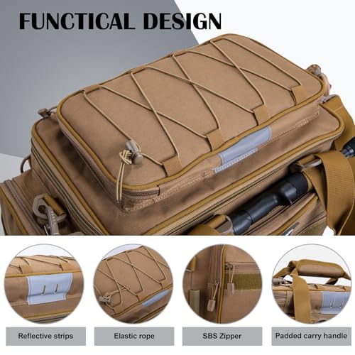 Fishing Tackle Bag with 4PCS 3600 Tackle Boxes (C2:Khaki with 4 3600 Tackle Boxes / Large)