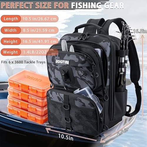 Fishing Backpack with Tackle Boxes & Lures Kit Lightweight 25L Tackle Bag with Fishing Gear and Rod Holder