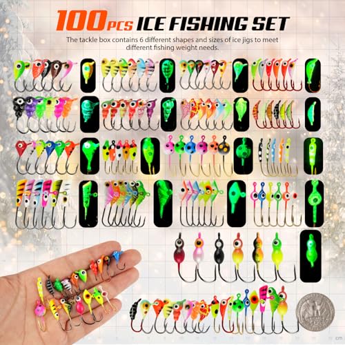 Ice Fishing Jigs Kit (C -100pcs Ice fishing jigs (17 Style))
