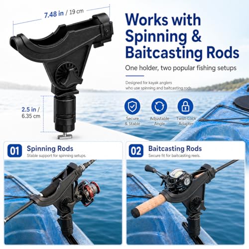 Kayak Track Fishing Rod Holder with Twist