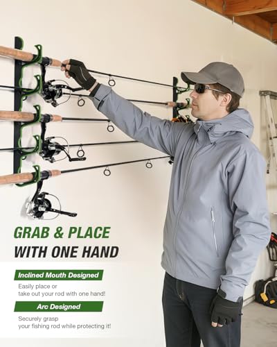Fishing Rod Rack (Green / 1 pack holds up 5 rods)