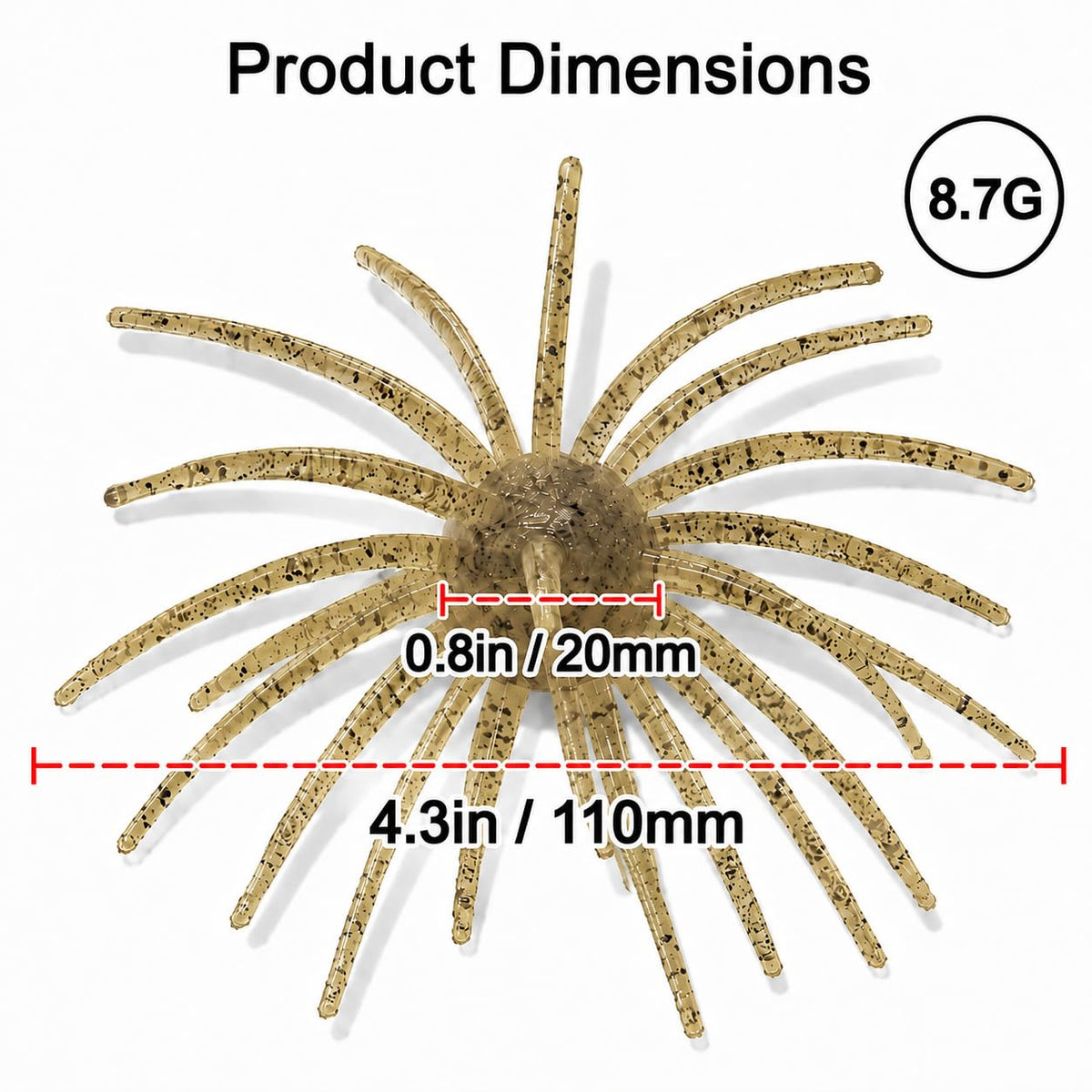 4PCS Urchin Baits for Bass Fishing (Tan / 4PCS-4.3in-Large)