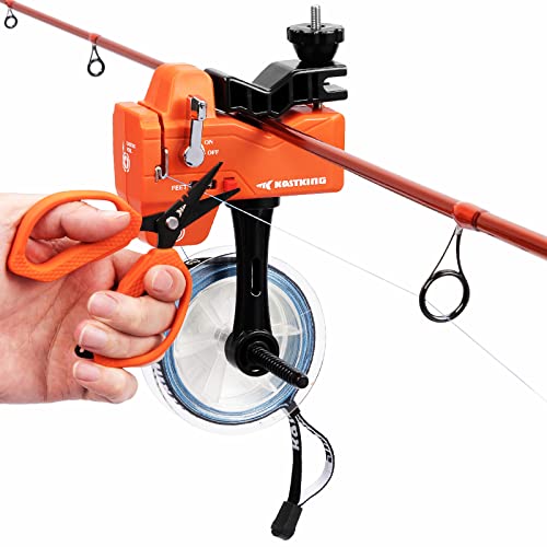 Kalibrate Fishing Line Spooler with 5" Braid Scissors (B: Line Spooler with Counter & Scissor - Orange)