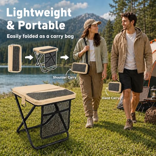 2 Pack Foldable Backpack Stool Portable Collapsible Pocket Chair