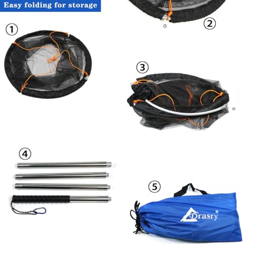 Large Collapsible Bridge Pier Fishing Net Landing Net with Rod