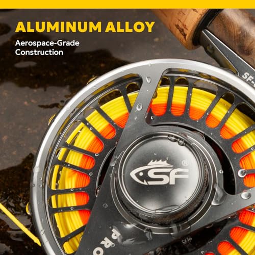 SF 003 Pro Fly Fishing Reel for Freshwater (Gunmetal Gray/Yellow / 7/8wt)
