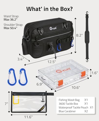 Fishing Tackle Bag Waist Pack with Rod Holder