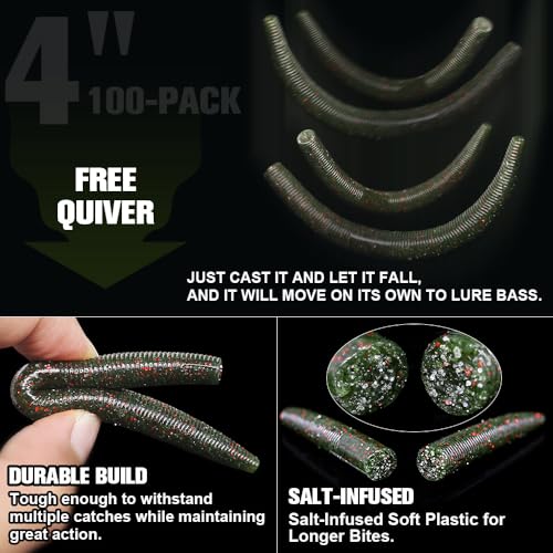 Wacky Worms Soft Plastic for Bass Fishing Lures