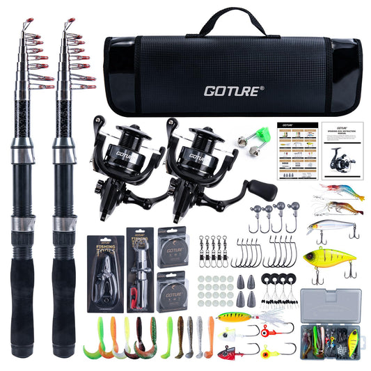 2 Pack Fishing Rod and Reel Combo with Carrier Bag (B1 / 6.2 FT)