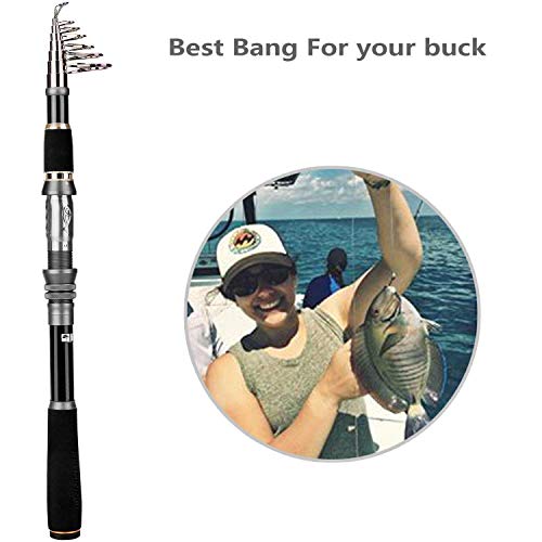 Collapsible Telescopic Fishing Rod Pole and Reel Combo Starter Kit (ONLY Fishing rod (not include reel) / 2.1m 6.89ft)