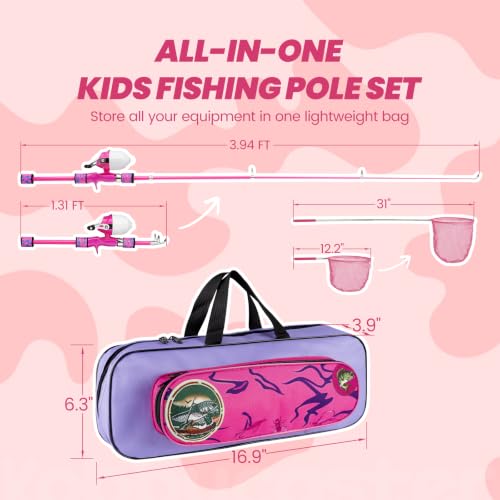 Kids Fishing Pole (Pink / 3.94-ft Set)
