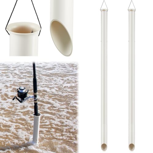 2 Pcs Tubular Sand Spikes for Surf Fishing PVC Surf Shore and Beach Fishing Rod Holder Sand Spike for Beaches (48 Inch)