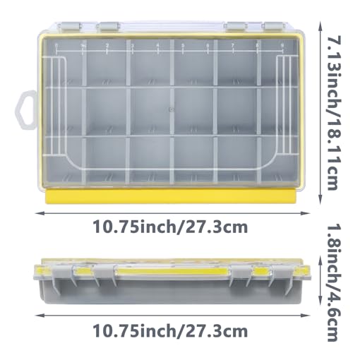 Waterproof Fishing Tackle Box Organizer with Removable Dividers Sturdy Lure Storage Box and Terminal Tackle Storage 3600 Tackle Trays (Green(10.75”×7.13”×1.8”))