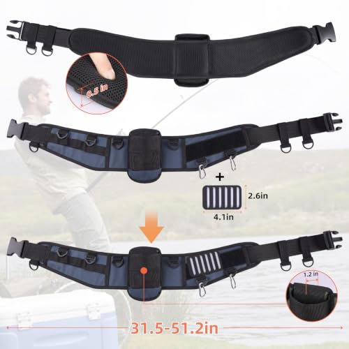 Fishing Belt Rod Holder Adjustable Fishing Fighting Waist Belt (Navy Blue（without Detachable Bag）)