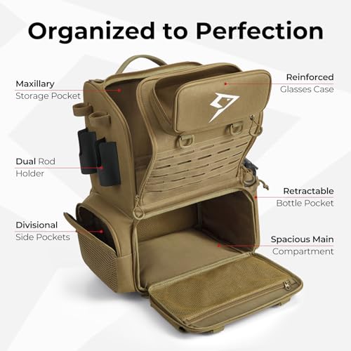 52L Fishing Tackle Backpack (Khaki)