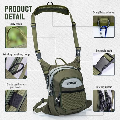 Fly Fishing Chest Pack Tackle Bag with Adjustable Neck&Waist Strap