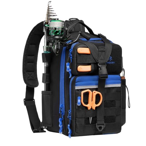 Convertible Fishing Backpack Sling Bag with Rod Holder