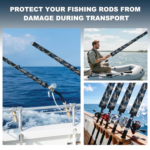 Neoprene Fishing Rod Sleeve Rod Socks for Casting (75" / 2-Dark Camo)