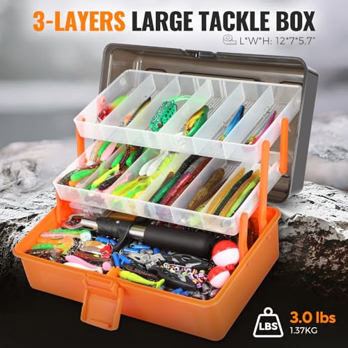 Large 3 Layers Fishing Tackle Box Lures Kit with Tackle Included