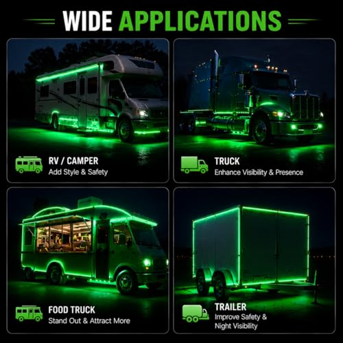 12V Green Boat LED Strip Lights (Green)