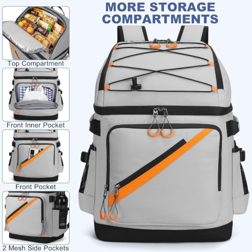 50 Can Large Waterproof Insulated Cooler Backpack (Grey)