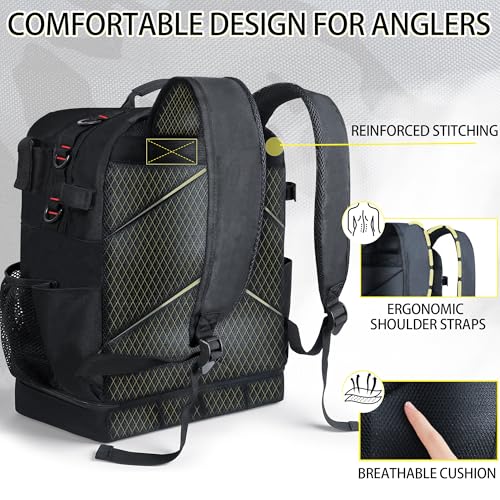 Fishing Tackle Backpack with Cooler (Black)