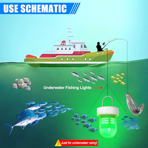 Underwater Fishing Light 80W 12V 40000 Lumens Green Attracting Fish Lights LED Submersible Fish Finder Lamp IP68 Waterproof for Freshwater and Saltwater Short (80W,20FT Wire)