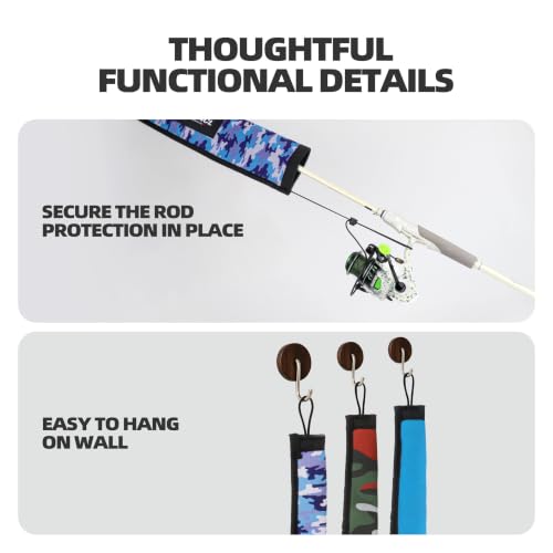 Neoprene Fishing Rod Sleeves with Adjustable Lanyard & Hanging Loop