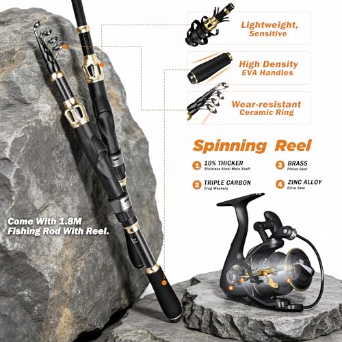 Fishing Gear Fishing Backpack with Fishing Rod (Orange rod)