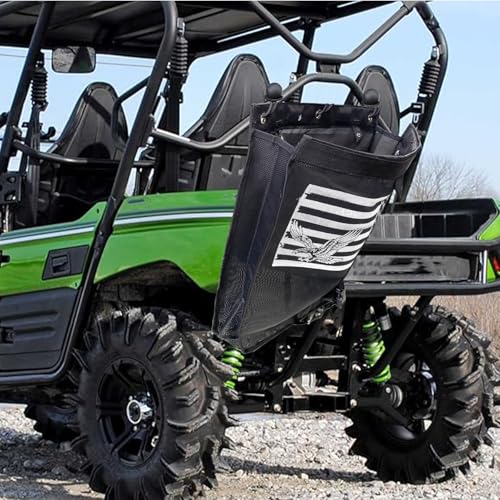 Universal ATV UTV Trash Sack Storage Bag Trash Sack Mesh Large Trash Bag Boat Trash Bag Portable Boat Trash Can Sandbar RV or Camping (American Flag)