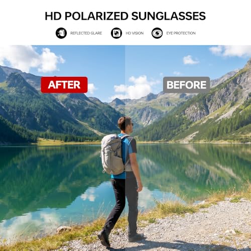 Polarized Running Sunglasses for Men Women Ultra (Elegant Black Red)