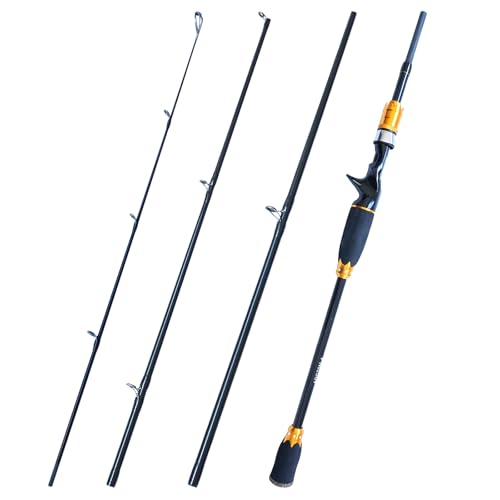 4 Piece Carbon Travel Fishing Rod (GOLD/black / E-GOLD-CAST6')