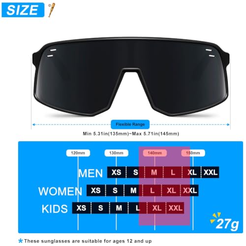 Sunglasses for Men Women (Black &Grey Lens)