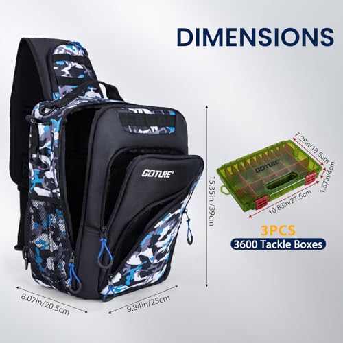 Camouflage Fishing Tackle Bag (Blue Camouflage / 1680d Double-strand Pu Backpack + (3)3600 Trays)