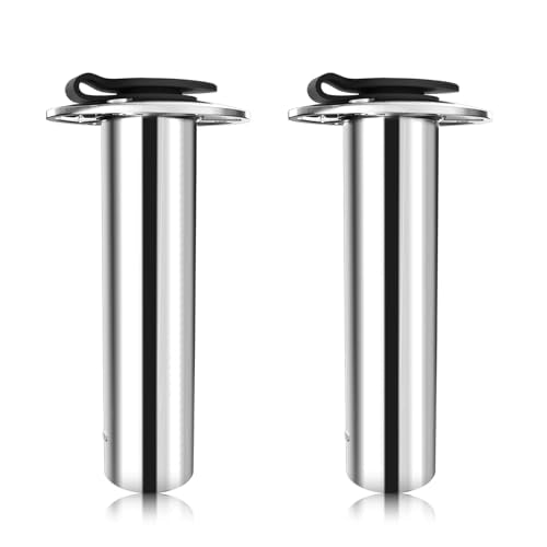 90 Degree Fishing Rod Holder 2 Pack (Stainless Steel - 90 Degree with Cap)