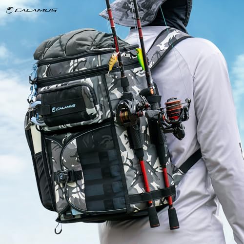 GearMaster Fishing Backpack with Bait Binder (Black Camo)